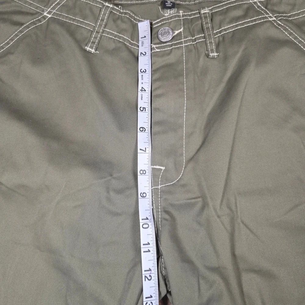 True Religion Mens Olive Green Cargo Pants Contrast Stitch Horseshoe Size 36 NWT
